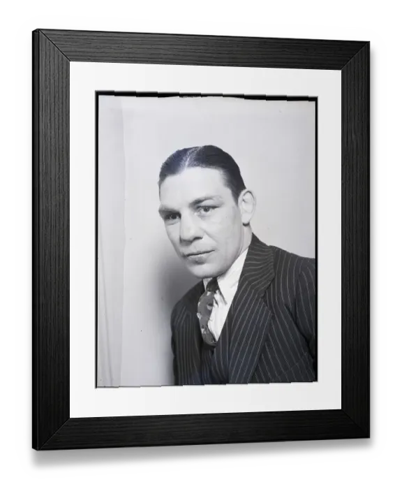 Framed Print : Harry Greb Studio Portrait Pinstripesuit
