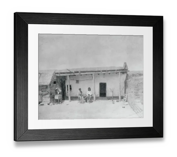 Framed Print : People Sitting Outside of Their Home Framed Print : People Sitting Outside of Their Home