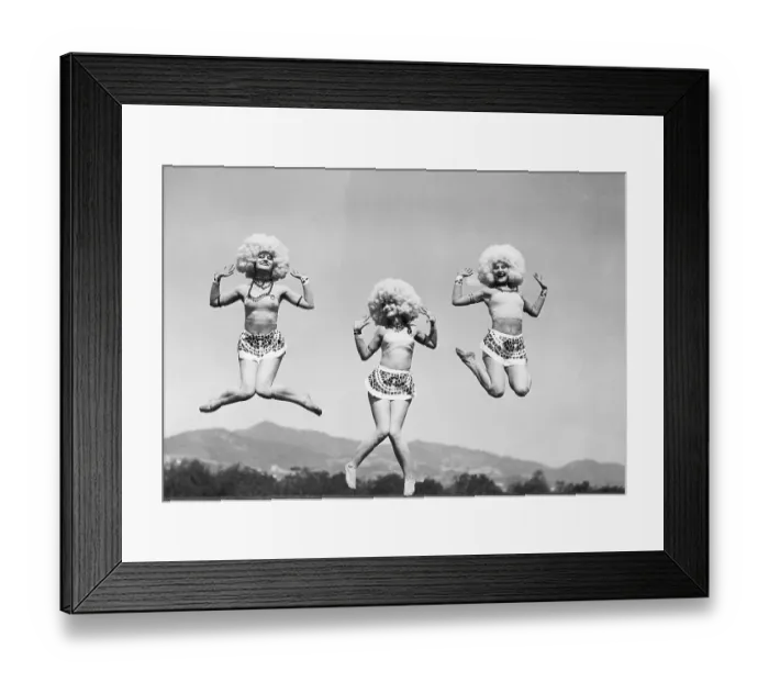 Framed Print : Three Girls With Afros In The Air Framed Print : Three Girls With Afros In The Air
