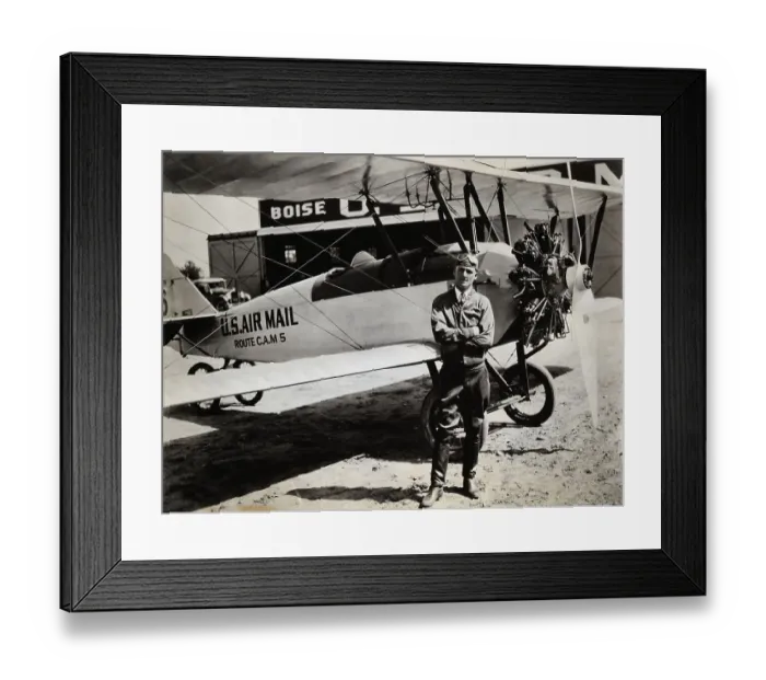 Framed Print : Leon Cuddenback W / Mail Biplane He Pilots