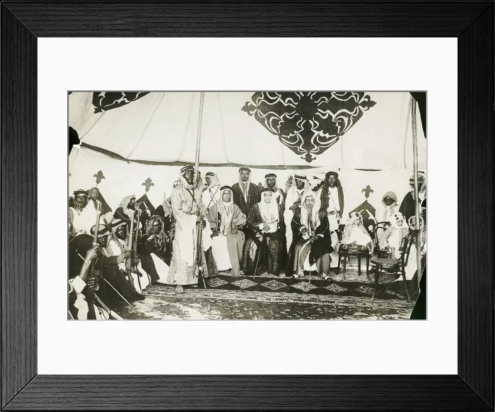 Framed Print : Emir Faisal with Warriors in His Tent Framed Print : Emir Faisal with Warriors in His Tent