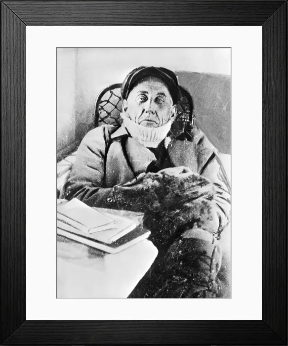 Framed Print : Explorer Roald Amundsen Resting in Dirigible Framed Print : Explorer Roald Amundsen Resting in Dirigible