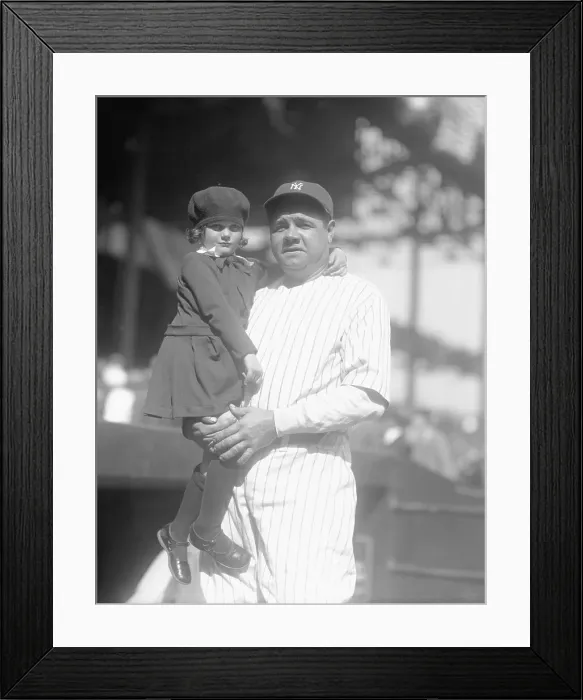 Framed Print : Baseball Player Babe Ruth with Daughter Dorothy Before Game Framed Print : Baseball Player Babe Ruth with Daughter Dorothy Before Game