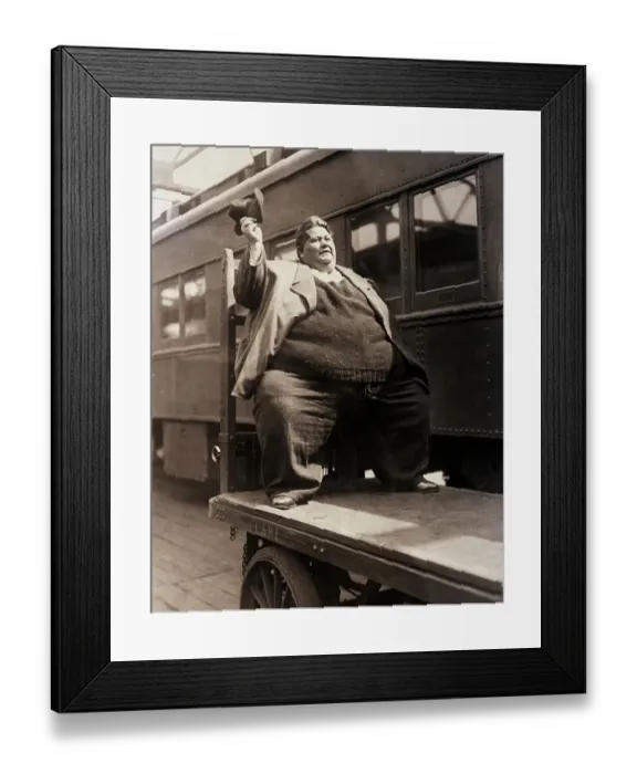 Framed Print : Tom Tom Worlds Fattest Man by Train