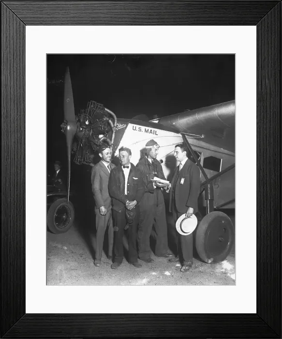 Framed Print : Airmail Pilots with Fokker Airplane Framed Print : Airmail Pilots with Fokker Airplane