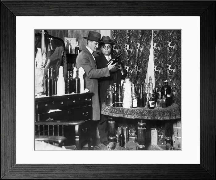 Framed Print : Alcohol Raid On A Speakeasy Framed Print : Alcohol Raid On A Speakeasy