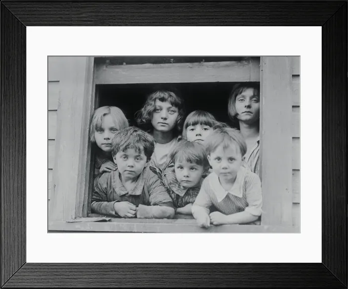 Framed Print : Young Children Gazing Outside Window Framed Print : Young Children Gazing Outside Window