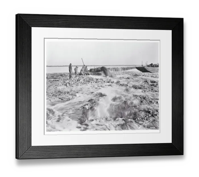 Framed Print : Workmen Pumping Sand From an Inlet Framed Print : Workmen Pumping Sand From an Inlet
