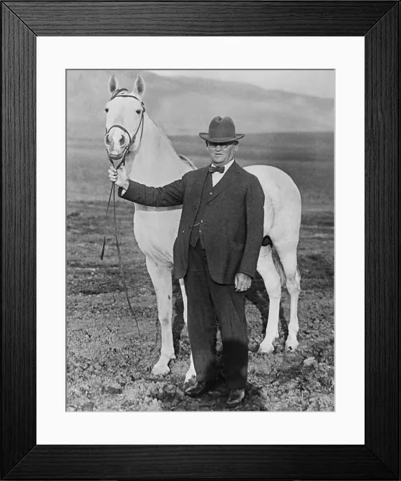 Framed Print : W.K. Kellogg with Arabian Steed Framed Print : W.K. Kellogg with Arabian Steed