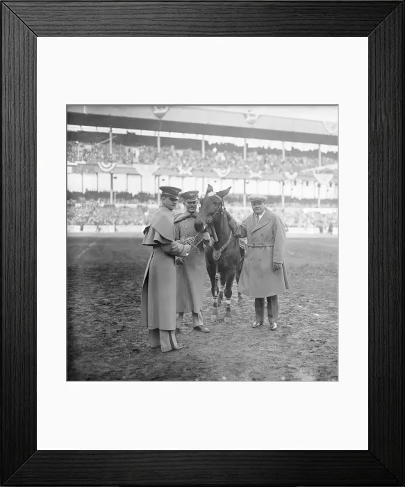 Framed Print : Babe Ruth and Attendants with Army Mule