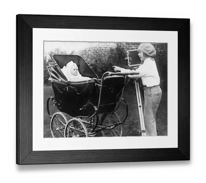 Framed Print : Young Jackie Coogan Taking Picture of His Infant Brother Framed Print : Young Jackie Coogan Taking Picture of His Infant Brother
