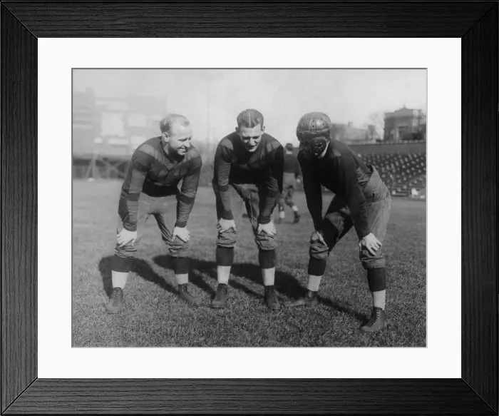 Framed Print : Red Grange, Dutch Sternaman, and George Halas at Football Practice Framed Print : Red Grange, Dutch Sternaman, and George Halas at Football Practice