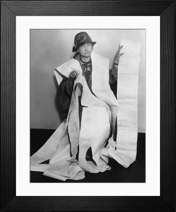 Framed Print : Portrait of Supporter Alicia Mosgrove with Large Document Framed Print : Portrait of Supporter Alicia Mosgrove with Large Document