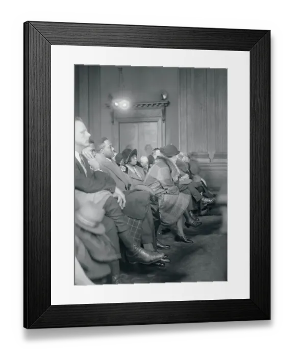 Framed Print : People Listening to Trial Proceedings Framed Print : People Listening to Trial Proceedings