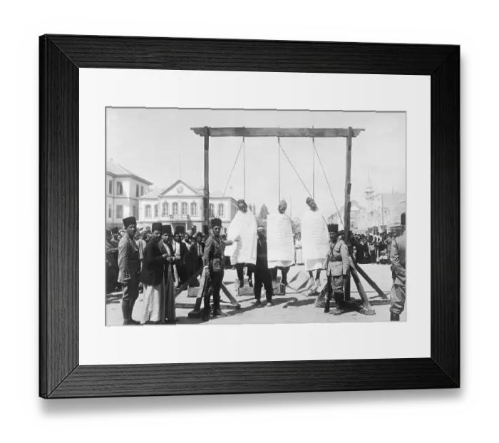 Framed Print : Thre Bandits Hanged in Damascus 1925 Framed Print : Thre Bandits Hanged in Damascus 1925