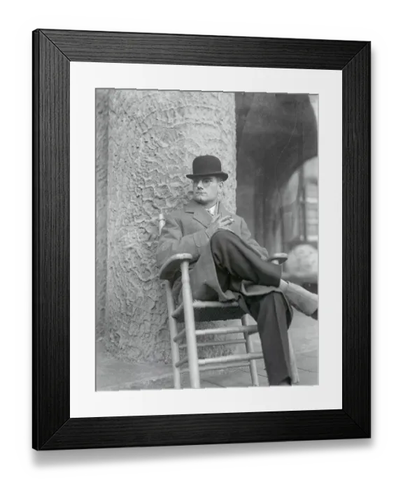 Framed Print : Leomard Kip Rhinelander Sitting in Chair Framed Print : Leomard Kip Rhinelander Sitting in Chair