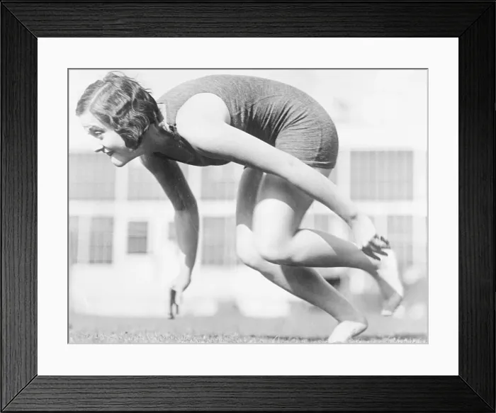 Framed Print : Actress Joan Crawford in Racing Position Framed Print : Actress Joan Crawford in Racing Position