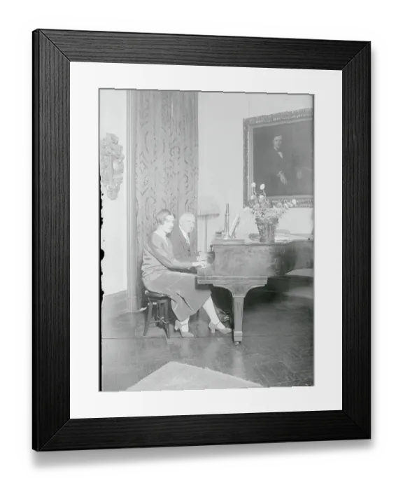Framed Print : Orchestra Leader Walter Damrosch with Daughter Polly at Piano Framed Print : Orchestra Leader Walter Damrosch with Daughter Polly at Piano