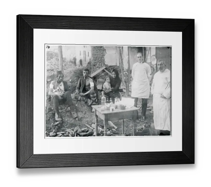 Framed Print : Refugees at Dressing Station Framed Print : Refugees at Dressing Station