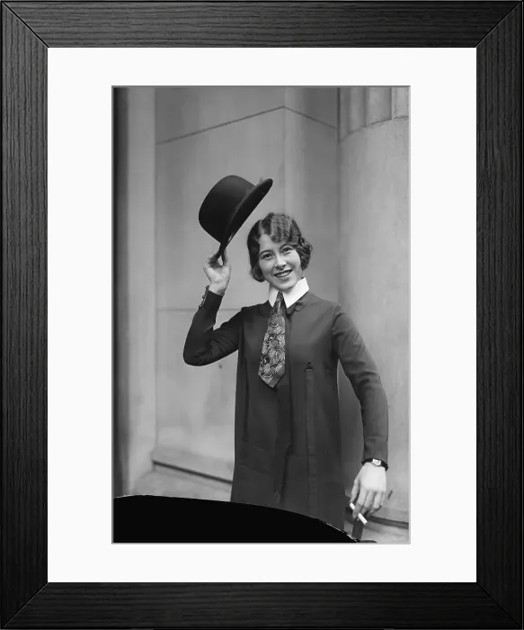 Framed Print : Flapper with Necktie and Bowler Hat Framed Print : Flapper with Necktie and Bowler Hat