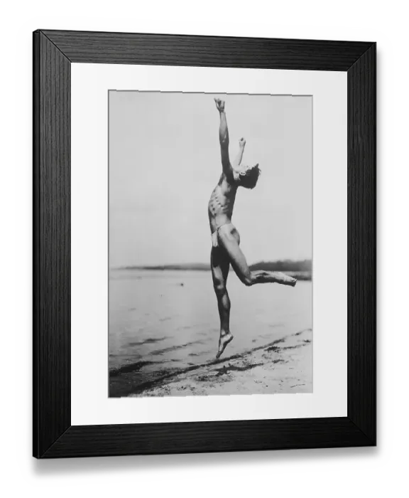 Framed Print : Nudist Colony Member in Artistic Stance Framed Print : Nudist Colony Member in Artistic Stance
