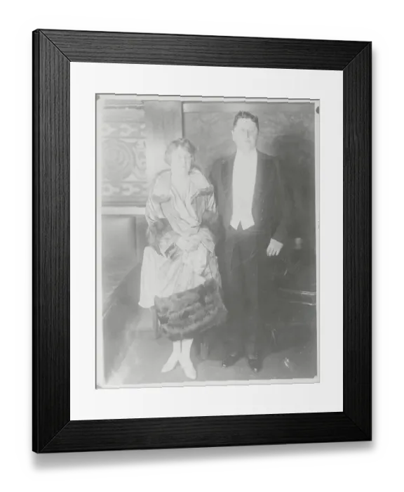 Framed Print : Mr. and Mrs. William Wrigley Jr. Posing in Formal Attire Framed Print : Mr. and Mrs. William Wrigley Jr. Posing in Formal Attire