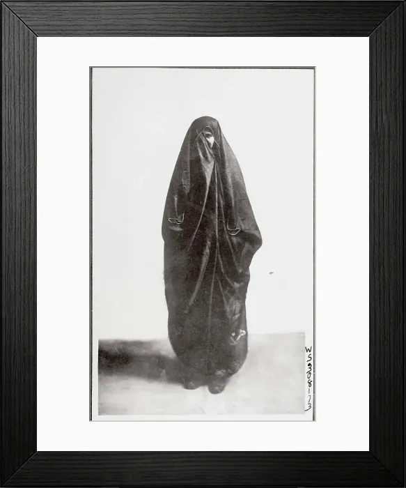Framed Print : Lone Moslem Woman in Shrouded Attire Framed Print : Lone Moslem Woman in Shrouded Attire