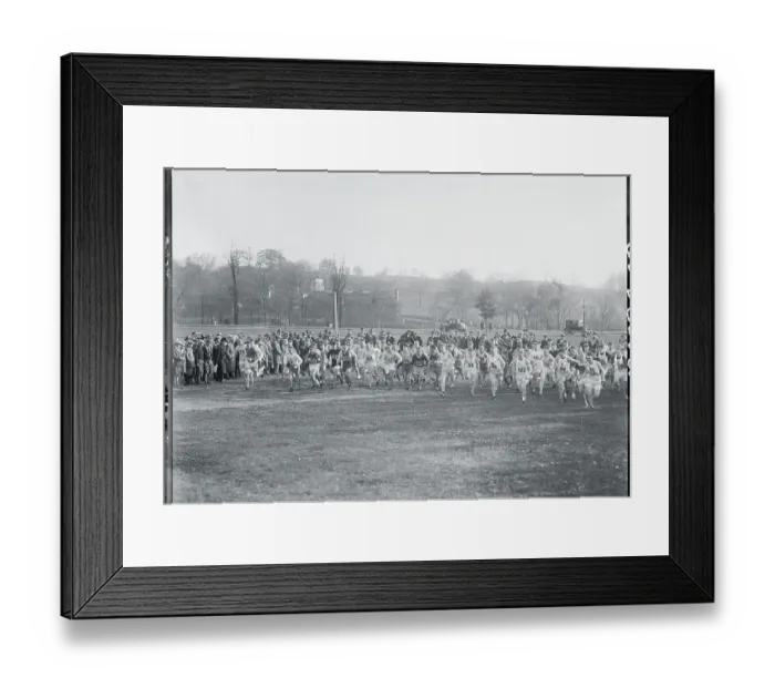 Framed Print : Racers Running Across Park