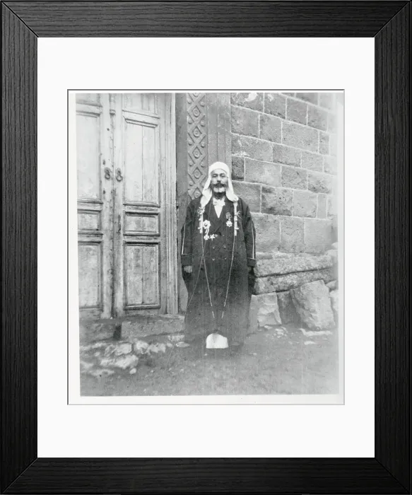 Framed Print : Sudanese Chief Posing in Front of Building Framed Print : Sudanese Chief Posing in Front of Building
