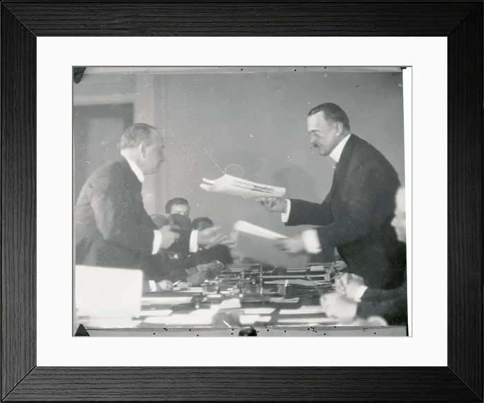 Framed Print : Russian and German Officials at Conference Table