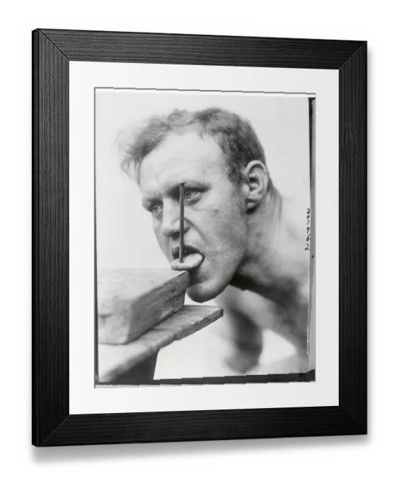 Framed Print : Man With Nail in Tongue