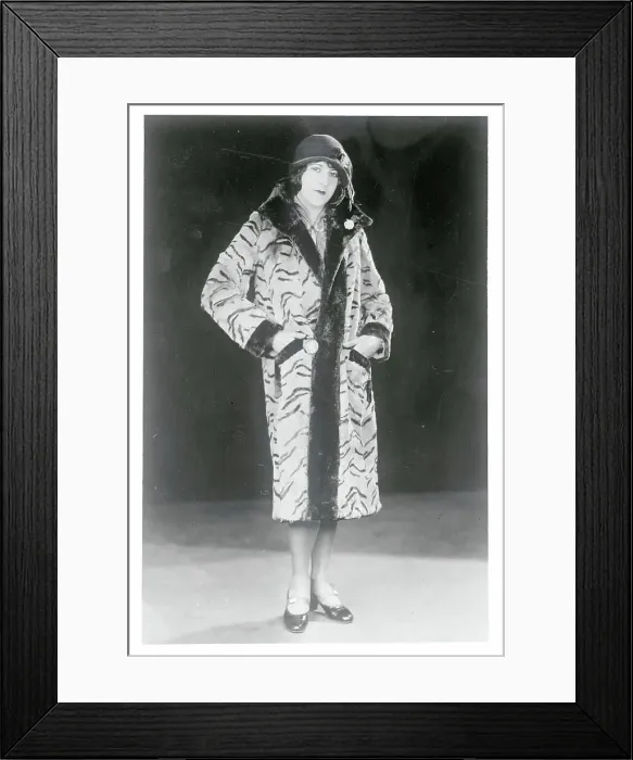 Framed Print : Model Wearing Tiger Lamb Coat Framed Print : Model Wearing Tiger Lamb Coat