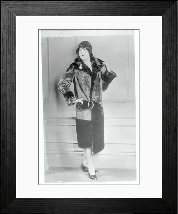 Framed Print : Model Posing in Wrap Fur Coat Framed Print : Model Posing in Wrap Fur Coat