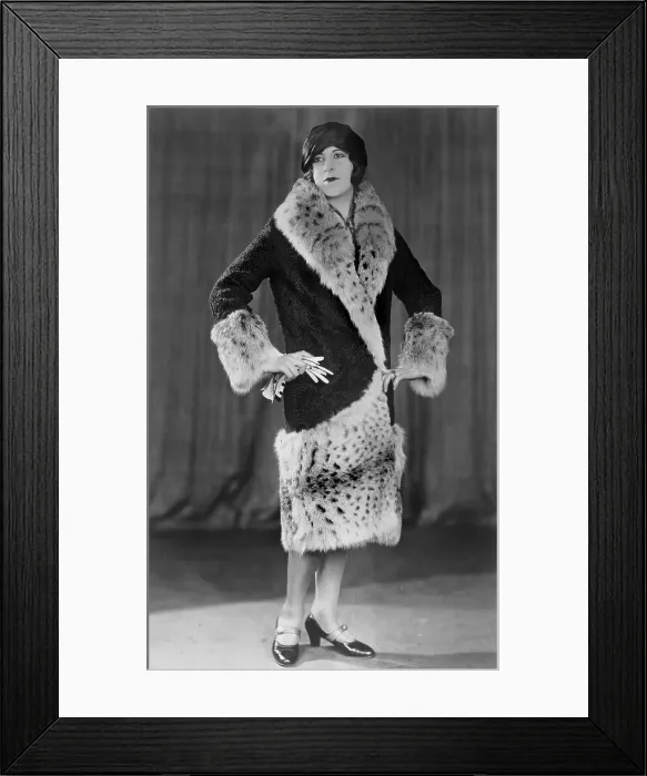 Framed Print : Model Wearing Trimmed Fur Coat