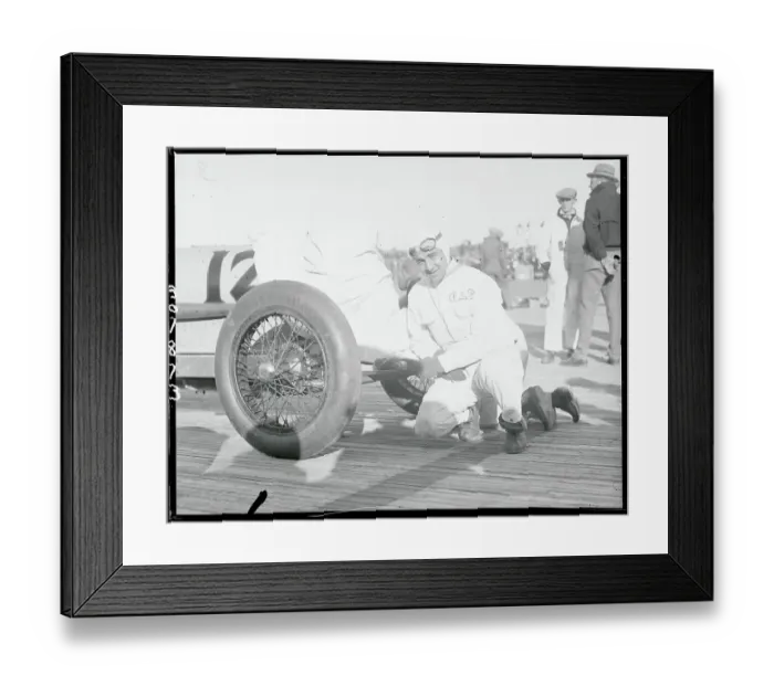 Framed Print : Italian Race Car Driver Stopping to Assist His Child Framed Print : Italian Race Car Driver Stopping to Assist His Child