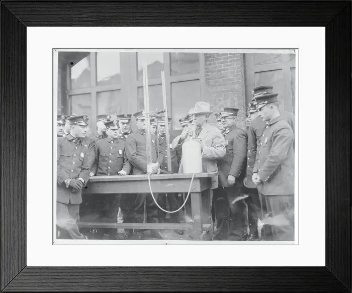 Framed Print : Charles Kellogg Demonstrating With His Device Framed Print : Charles Kellogg Demonstrating With His Device