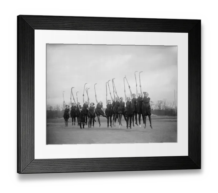 Framed Print : Girls Hockey Team Cheering After Game Framed Print : Girls Hockey Team Cheering After Game