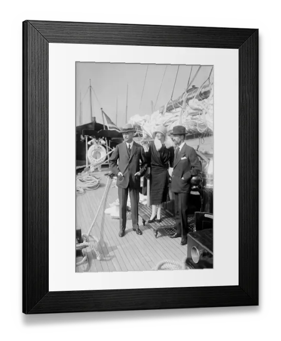 Framed Print : Socialites Vanderbilts Standing on Their Yacht Framed Print : Socialites Vanderbilts Standing on Their Yacht