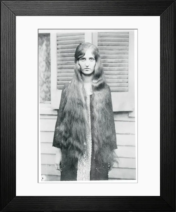 Framed Print : Girl Showing Off Her Immensely Long Hairstyle Framed Print : Girl Showing Off Her Immensely Long Hairstyle