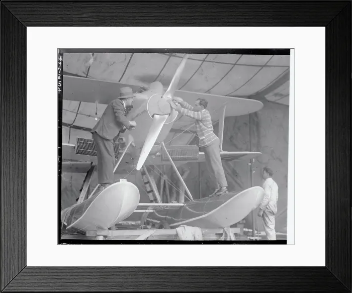 Framed Print : Bert Hinkler Fixing an Airplane Framed Print : Bert Hinkler Fixing an Airplane