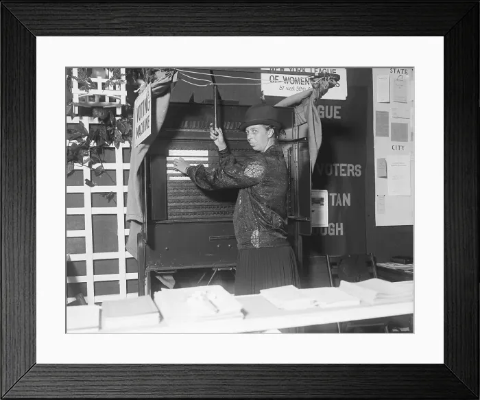 Framed Print : Eleanor Franklin Using Voting Machine Framed Print : Eleanor Franklin Using Voting Machine