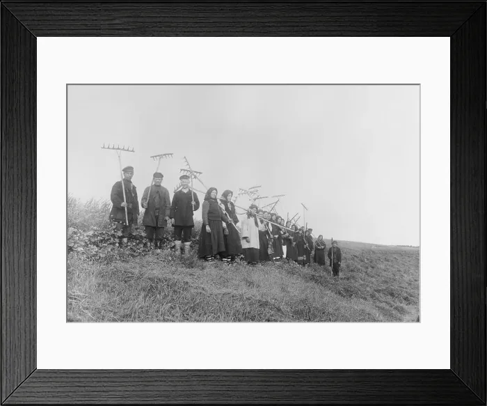 Framed Print : Russian Villagers with Tools Preparing for Harvest