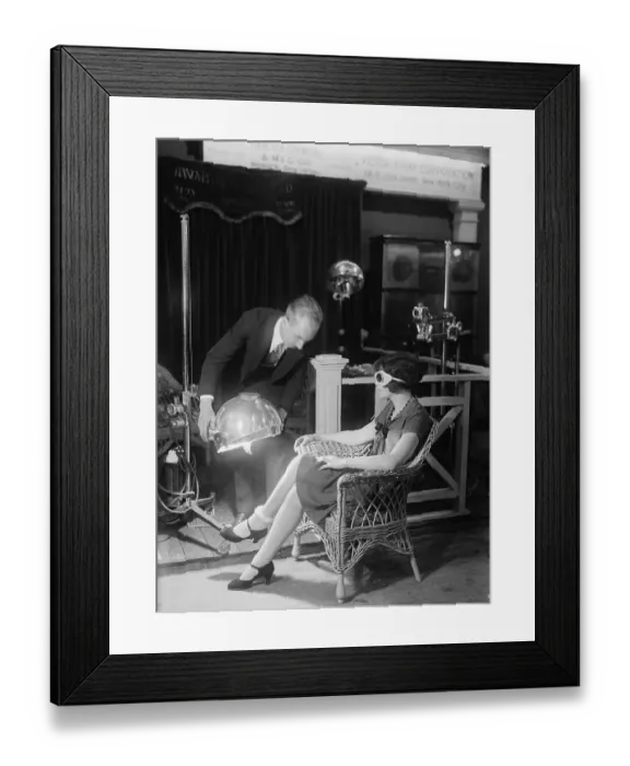 Framed Print : Light Tanning Machine Being Tested on Female Framed Print : Light Tanning Machine Being Tested on Female