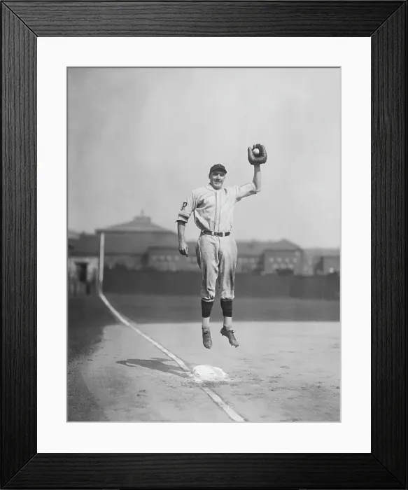 Framed Print : Baseball Player Pie Traynor Going up for a Catch