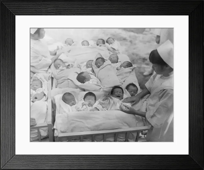 Framed Print : Babies Sharing Hospital Cribs Framed Print : Babies Sharing Hospital Cribs