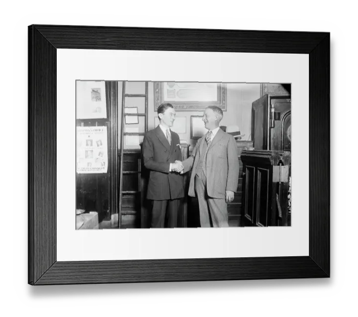 Framed Print : James K. Walker Shaking Hands with Al Smith Framed Print : James K. Walker Shaking Hands with Al Smith