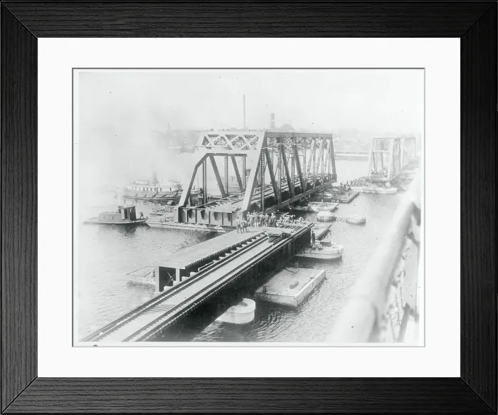 Framed Print : Bridge Span Being Put in Place Framed Print : Bridge Span Being Put in Place