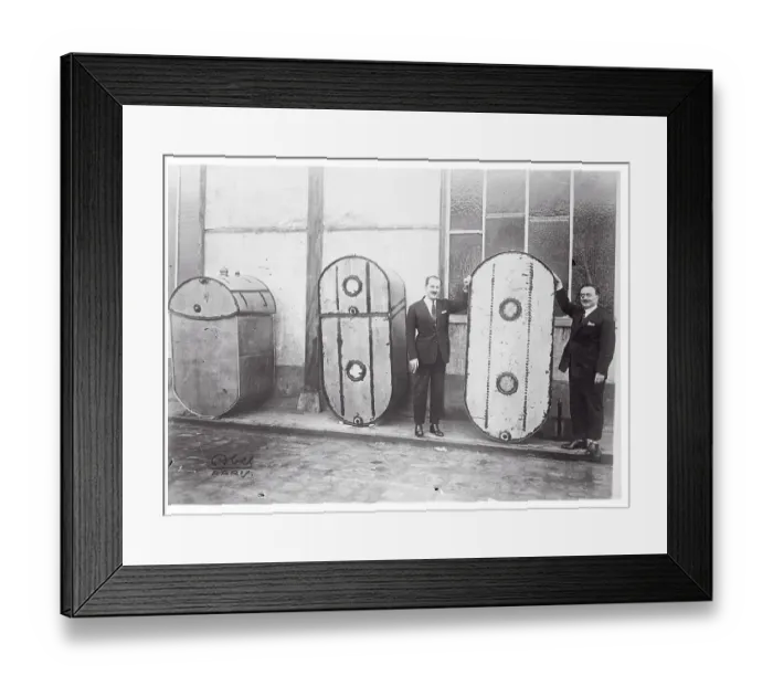Framed Print : Lieutenants Tarascon and Coli Standing Next to Gasoline Tanks