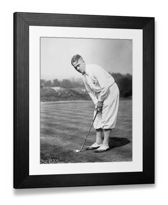 Framed Print : Golfer Bobby Jones Preparing to Putt Framed Print : Golfer Bobby Jones Preparing to Putt