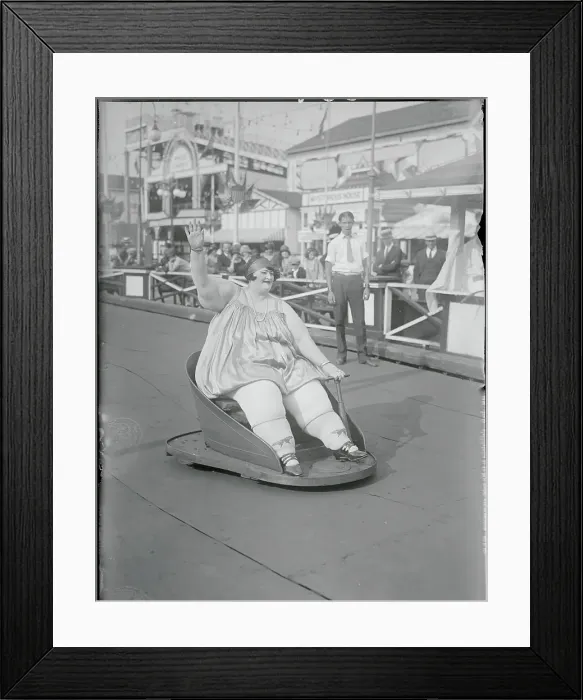 Framed Print : Overweight Woman Riding on Witching Waves Framed Print : Overweight Woman Riding on Witching Waves